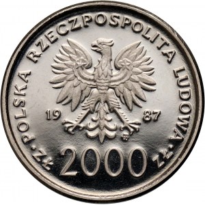 PRL, 2000 złotych 1987, Jan Paweł II, PRÓBA, nikiel