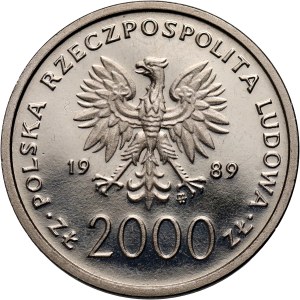 PRL, 2000 złotych 1989, Jan Paweł II, PRÓBA, nikiel