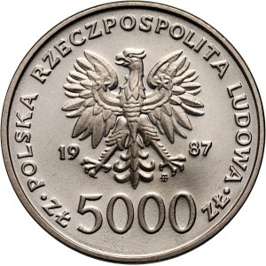 PRL, 5000 złotych 1987, Jan Paweł II, PRÓBA, nikiel