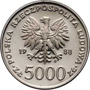 PRL, 5000 złotych 1988, Jan Paweł II - X lat pontyfikatu, PRÓBA, nikiel