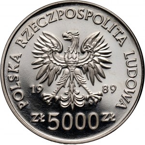 PRL, 5000 złotych 1989, Toruń - Mikołaj Kopernik, PRÓBA, nikiel