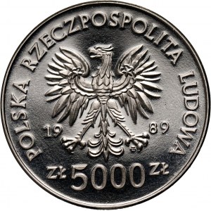 PRL, 5000 złotych 1989, Westerplatte, PRÓBA, nikiel