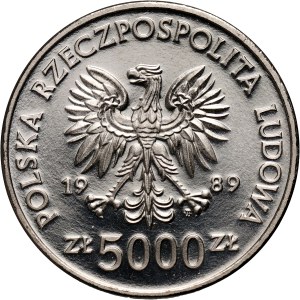 PRL, 5000 złotych 1989, Władysław II Jagiełło, PRÓBA, nikiel