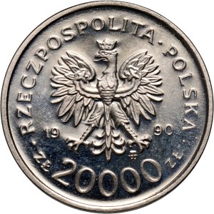 III RP, 20000 złotych 1990, Solidarność 1980-1990, PRÓBA, nikiel