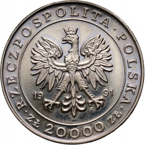III RP, 20000 złotych 1991, 225 lat Mennicy Warszawskiej, PRÓBA, nikiel