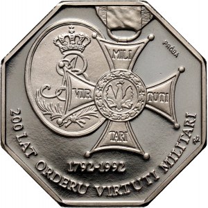 III RP, 50000 złotych 1992, 200 lat Orderu Virtuti Militari, nikiel
