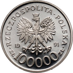 III RP, 100000 złotych 1991, Mjr Hubal, PRÓBA, nikiel