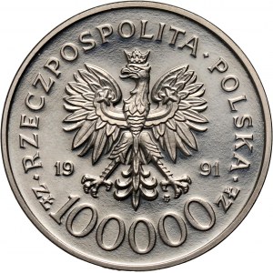 III RP, 100000 złotych 1991, Tobruk 1941, PRÓBA, nikiel