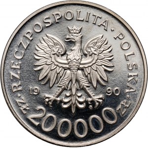 III RP, 200000 złotych 1990, Solidarność 1980-1990, PRÓBA, nikiel