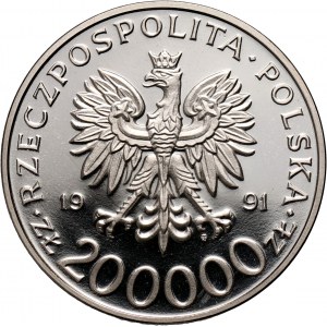 III RP, 200000 złotych 1991, Gen. Michał Tokarzewski-Karaszewicz - Torwid, PRÓBA, nikiel