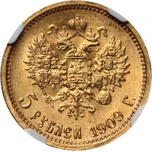 Russia, Nicholas II, 5 Roubles 1909 (ЭБ), St. Petersburg