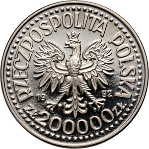 III RP, 200000 złotych 1992, Władysław III Warneńczyk półpostać, PRÓBA, nikiel