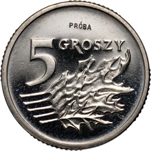 III RP, 5 groszy 1990, PRÓBA, nikiel