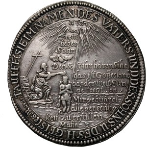 Niemcy, Saksonia-Gotha, Ernest I Pobożny, talar chrzcielny (tauftaler) 1670, Gotha