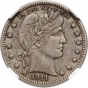USA, 25 Cents 1911 D, Denver, Barber