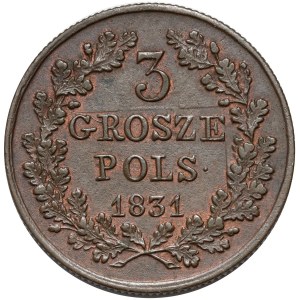 Powstanie Listopadowe, 3 grosze 1831 KG, Warszawa