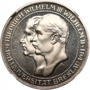 Germany, Prussia, Wilhelm II, 3 Mark 1911 A, Berlin, Breslau University, PROOF