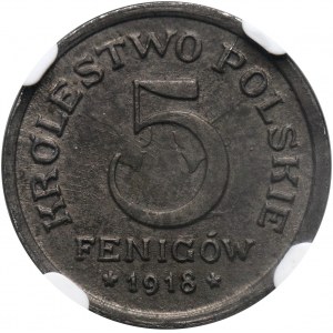 Królestwo Polskie, 5 fenigów 1918, Stuttgart