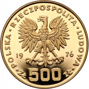 PRL, 500 złotych 1976, Tadeusz Kościuszko, PRÓBA, złoto