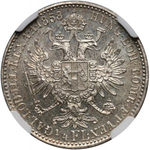 Austria, Franz Joseph I, 1/4 Florin 1858 B, Kremnitz