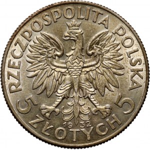 II RP, 5 złotych 1932, Londyn, Głowa kobiety
