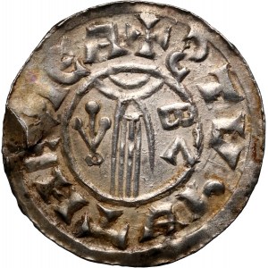 Czechy, Bolesław Chrobry, denar typu bawarskiego ok. 1003-1004, Praga