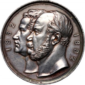 XIX wiek, Śląsk, Wrocław, medal z 1882 roku, 50-lecie Śląskiego Towarzystwa Wyścigów Konnych