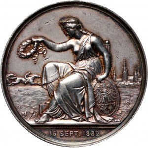 XIX wiek, Śląsk, Wrocław, medal z 1882 roku, 50-lecie Śląskiego Towarzystwa Wyścigów Konnych