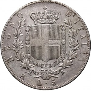 Włochy, Wiktor Emanuel II, 5 lirów 1872 R, Rzym