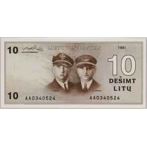 Lithuania, 10 Litu 1991, GIRENAS, series AA