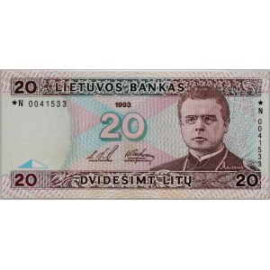 Litwa, 20 litu 1993, seria *N