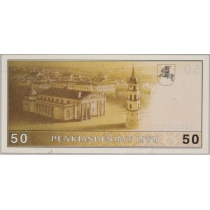 Litwa, 50 litu 1991, seria AB0000100