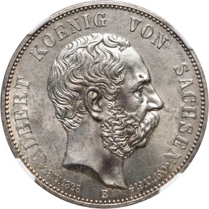 Germany, Saxony, Albert, 5 Mark 1902 E, Muldenhütten, Commemorating the death of King Albert