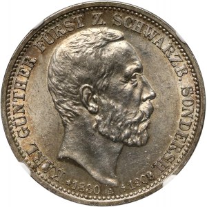 Germany, Schwarzburg-Sondershausen, Karl Günther, 3 Mark 1909 A, Berlin