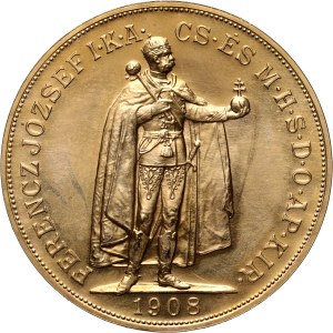 Hungary, Franz Josef I, 100 Korona 1908, Kremnitz, Restrike