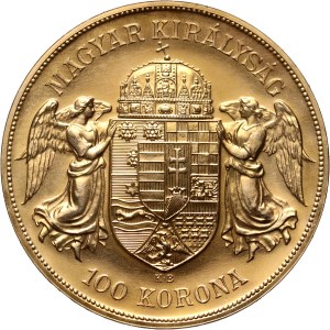 Węgry, Franciszek Józef I, 100 koron 1908 KB, Kremnica, Restrike