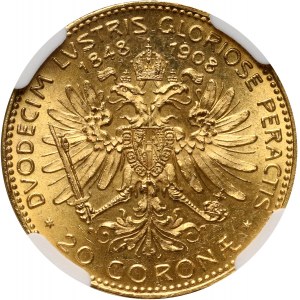 Austria, Franz Joseph I, 20 Corona 1908, Vienna