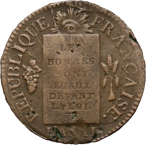 France, Republic, Sol 1793 BB, Strasbourg, FRANCAISE