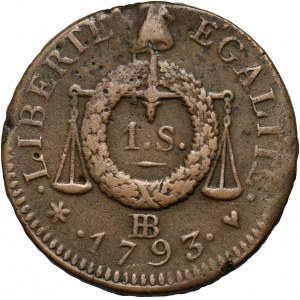 France, Republic, Sol 1793 BB, Strasbourg, FRANCAISE