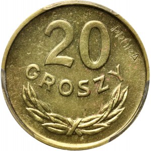 PRL, 20 groszy 1957, PRÓBA, mosiądz