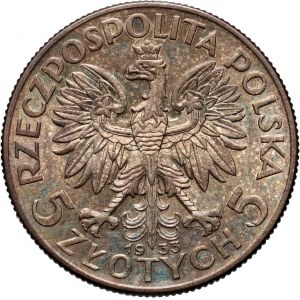 II RP, 5 złotych 1933, Warszawa, Głowa kobiety