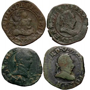 Henryk III Walezy, zestaw 4 miedzianych monet