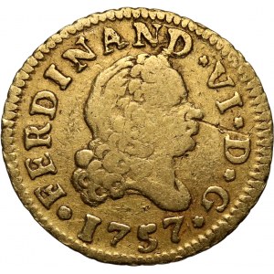 Spain, Ferdinand VI, 1/2 Escudo 1757 M-JB, Madrid