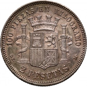 Spain, 2 Pesetas 1870 (18-73)