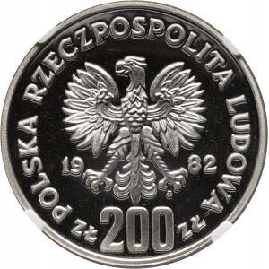 PRL, 200 złotych 1982, MŚ w Hiszpanii, PRÓBA, srebro