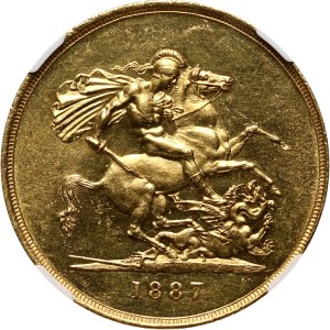 Great Britain, Victoria, 5 Pounds 1887, London