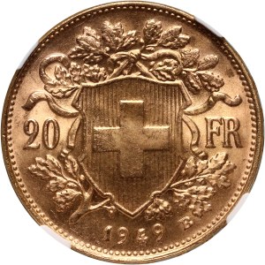 Szwajcaria, 20 franków 1949 B