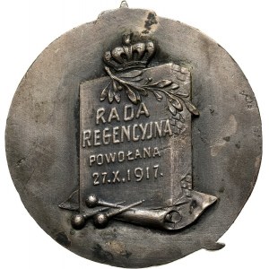 XX wiek, medal z 1917 roku, wybity z okazji objęcia urzędu przez Radę Regencyjną 27 października 1917