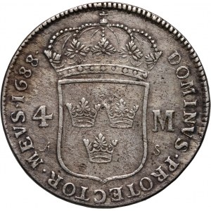 Sweden, Karl XI, 4 Mark 1688, Stockholm