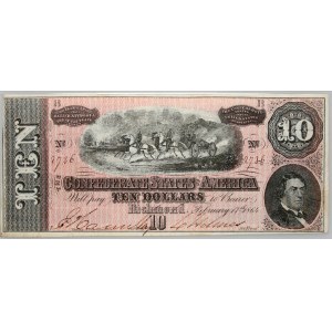 Skonfederowane Stany Ameryki, 10 dolarów 17.02.1864, seria B